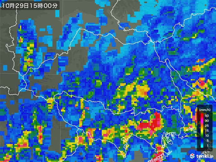 埼玉県の雨雲レーダー(2017年10月29日)
