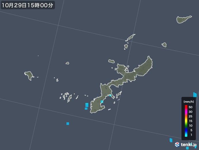 沖縄県の雨雲レーダー(2017年10月29日)