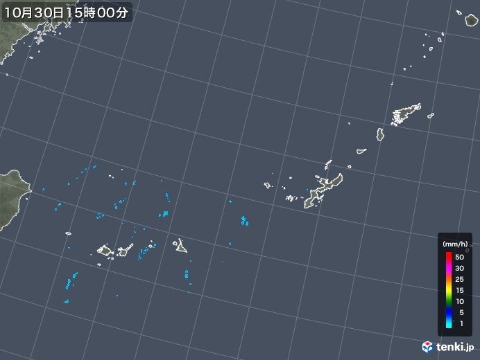 沖縄地方の雨雲レーダー(2017年10月30日)