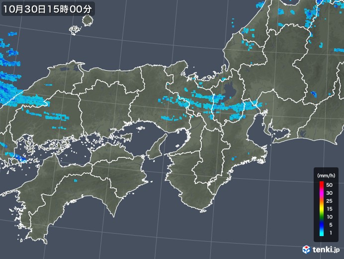 近畿地方の雨雲レーダー(2017年10月30日)