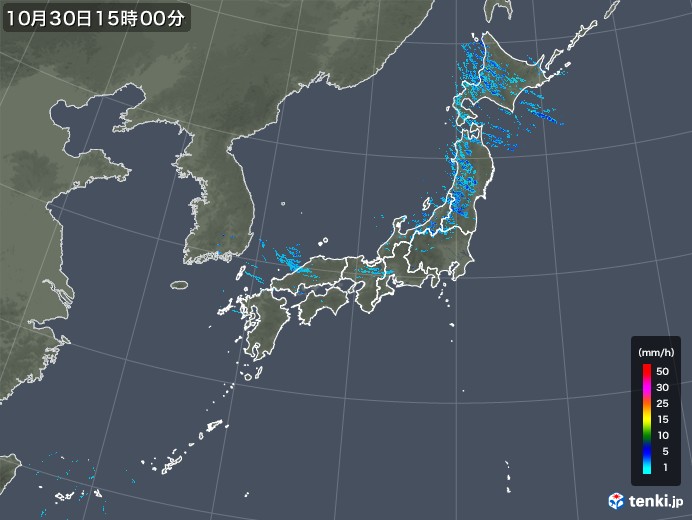 雨雲レーダー(2017年10月30日)