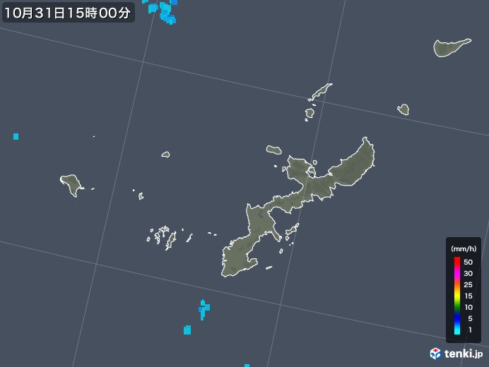 沖縄県の雨雲レーダー(2017年10月31日)