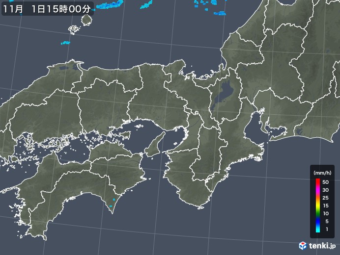 近畿地方の雨雲レーダー(2017年11月01日)