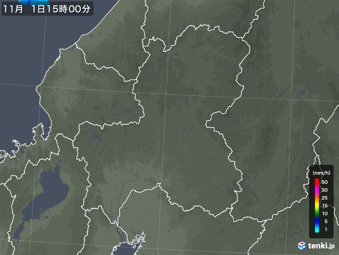 岐阜県の雨雲レーダー(2017年11月01日)