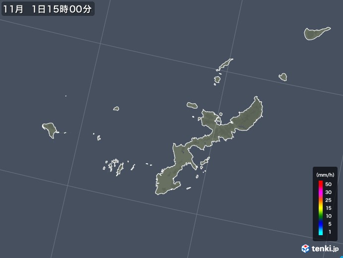 沖縄県の雨雲レーダー(2017年11月01日)