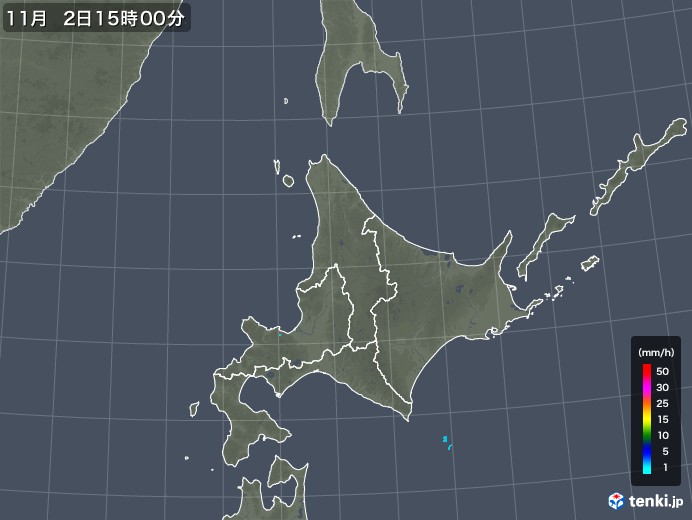北海道地方の雨雲レーダー(2017年11月02日)
