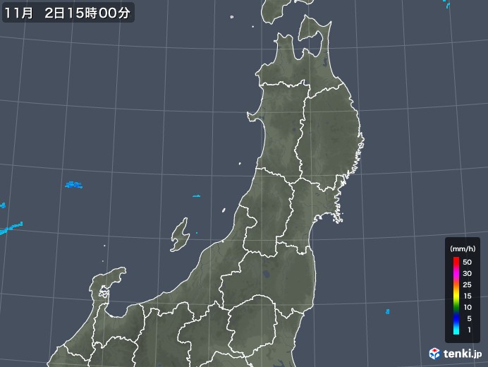 東北地方の雨雲レーダー(2017年11月02日)