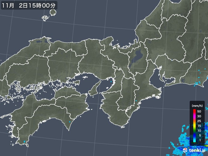 近畿地方の雨雲レーダー(2017年11月02日)