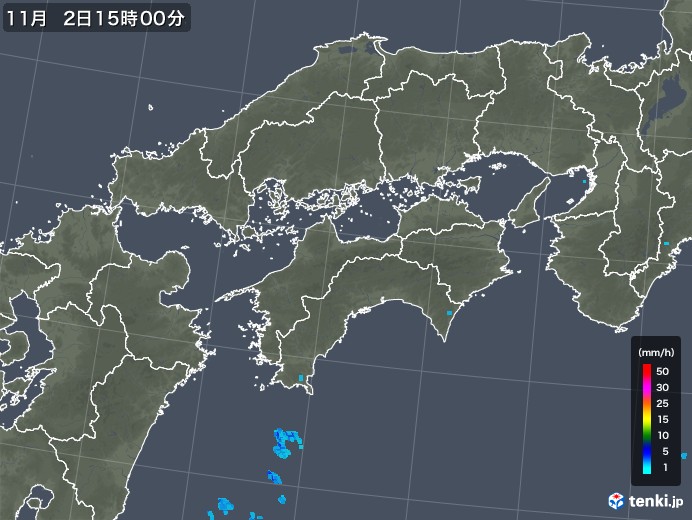 四国地方の雨雲レーダー(2017年11月02日)