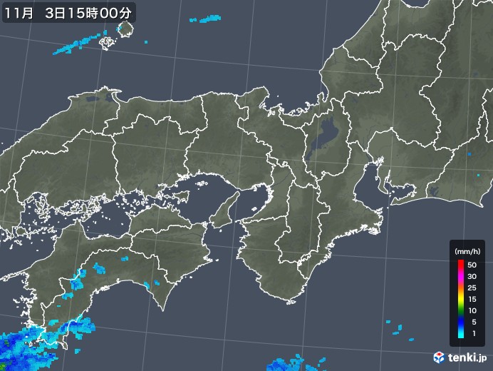 近畿地方の雨雲レーダー(2017年11月03日)