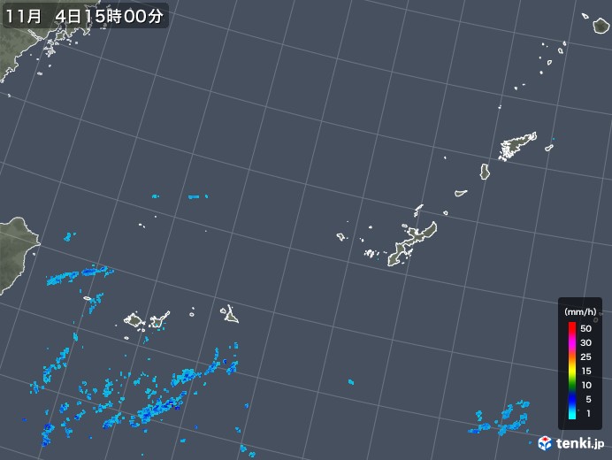 沖縄地方の雨雲レーダー(2017年11月04日)