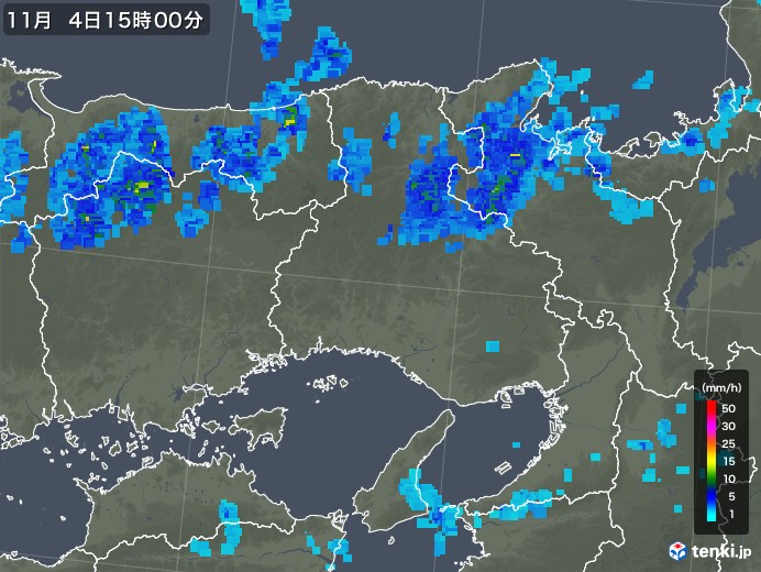 兵庫県の雨雲レーダー(2017年11月04日)