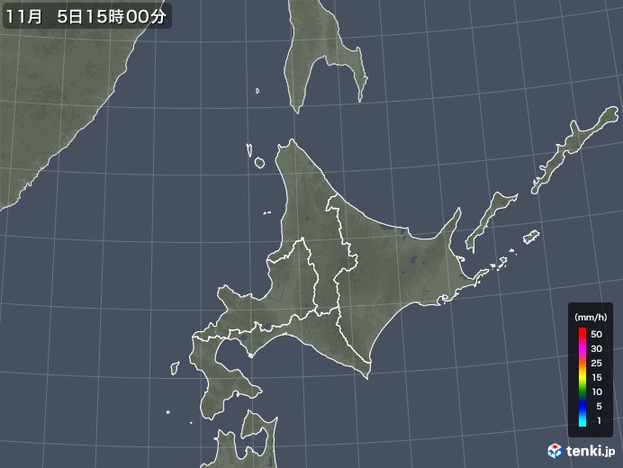 北海道地方の雨雲レーダー(2017年11月05日)