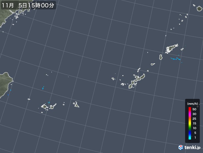 沖縄地方の雨雲レーダー(2017年11月05日)