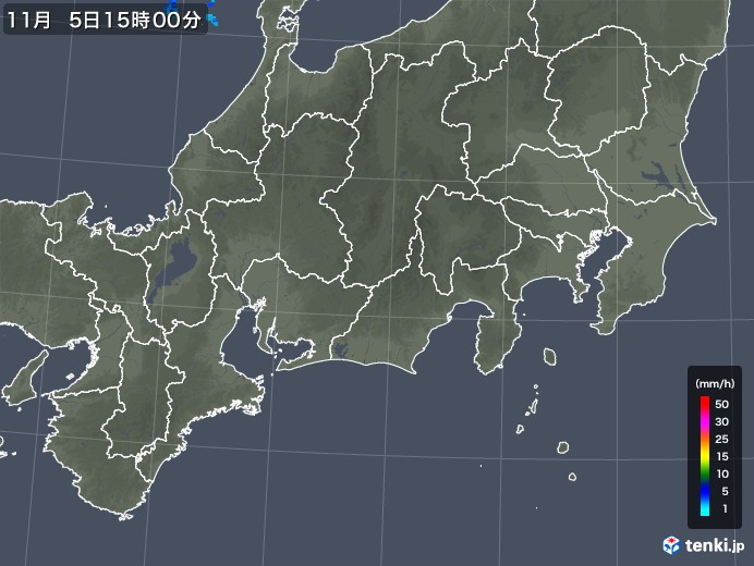 東海地方の雨雲レーダー(2017年11月05日)