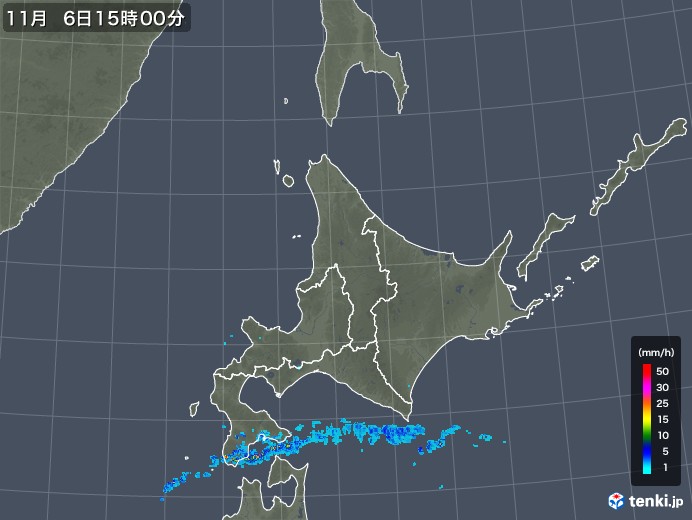北海道地方の雨雲レーダー(2017年11月06日)