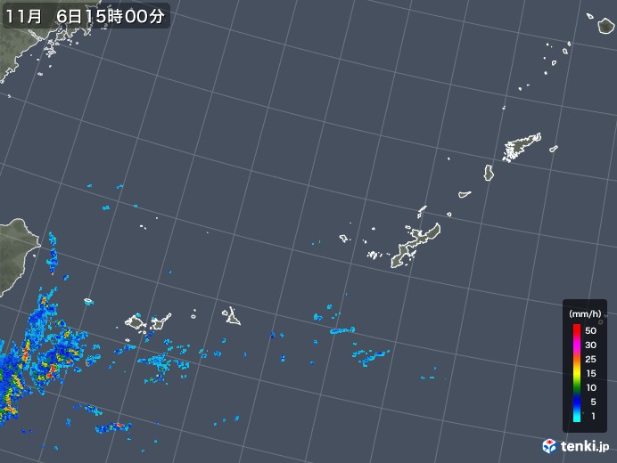 沖縄地方の雨雲レーダー(2017年11月06日)