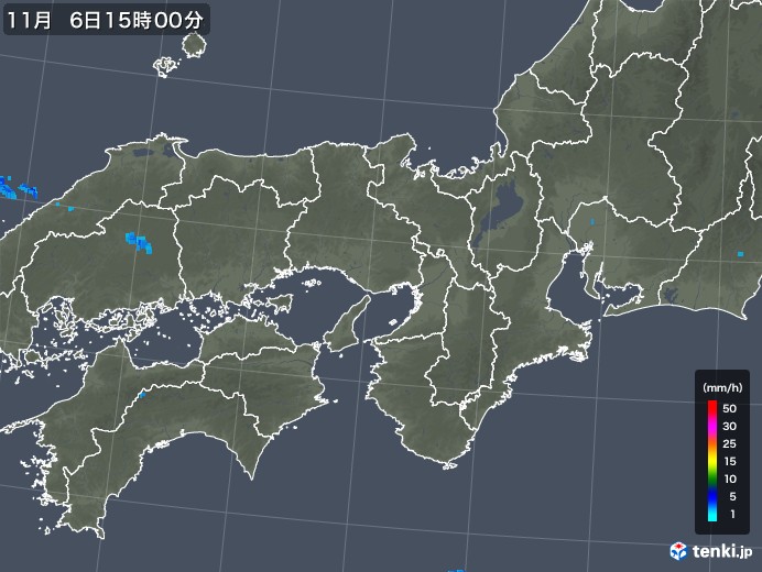 近畿地方の雨雲レーダー(2017年11月06日)