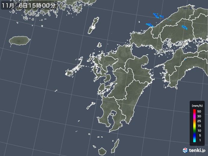九州地方の雨雲レーダー(2017年11月06日)