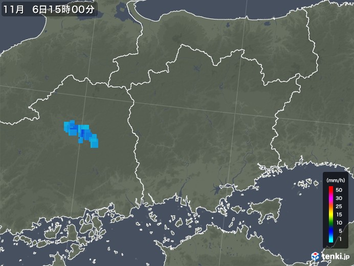 岡山県の雨雲レーダー(2017年11月06日)