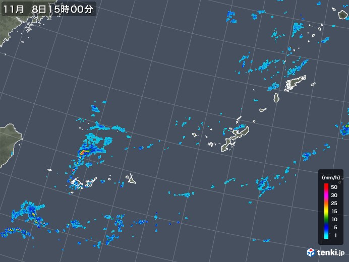 沖縄地方の雨雲レーダー(2017年11月08日)