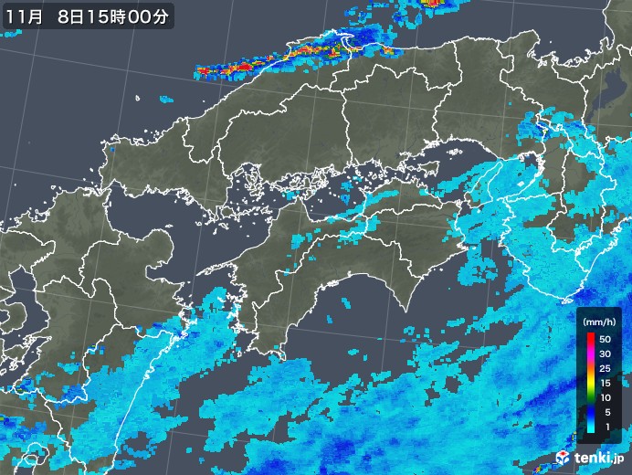 四国地方の雨雲レーダー(2017年11月08日)