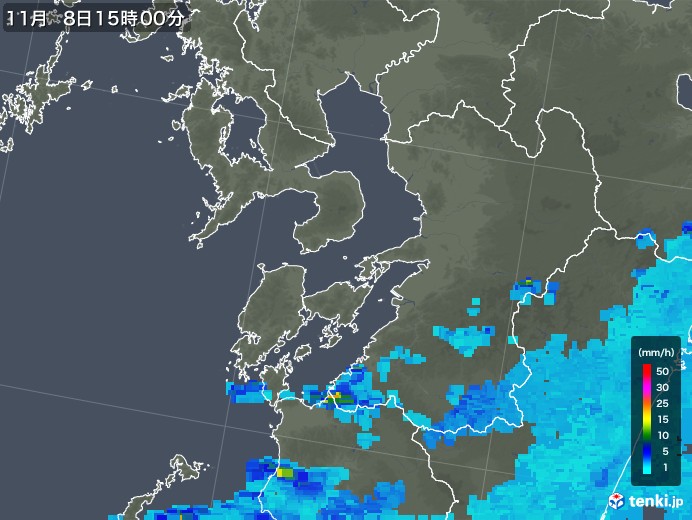 熊本県の雨雲レーダー(2017年11月08日)