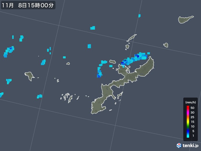 沖縄県の雨雲レーダー(2017年11月08日)