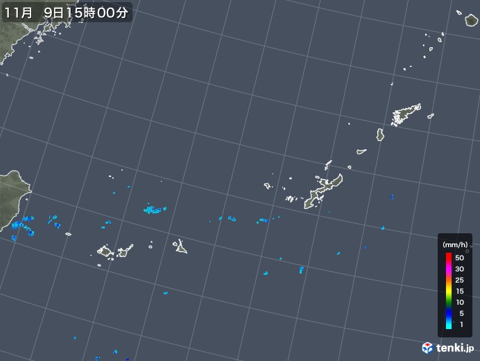 沖縄地方の雨雲レーダー(2017年11月09日)