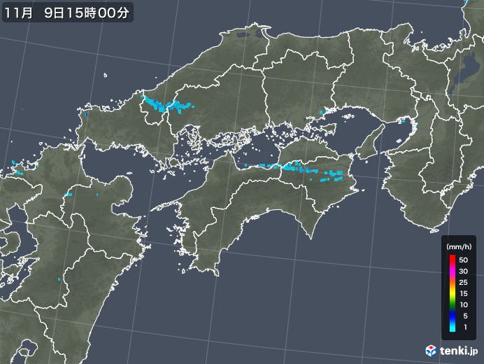 四国地方の雨雲レーダー(2017年11月09日)