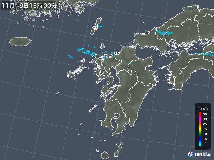 九州地方の雨雲レーダー(2017年11月09日)