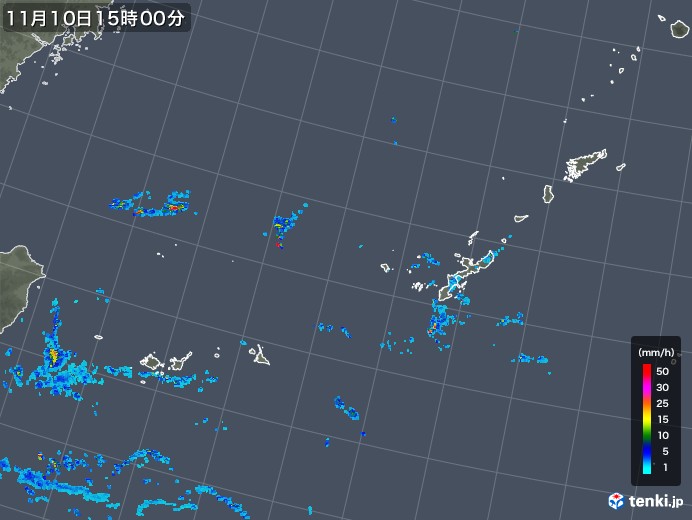 沖縄地方の雨雲レーダー(2017年11月10日)