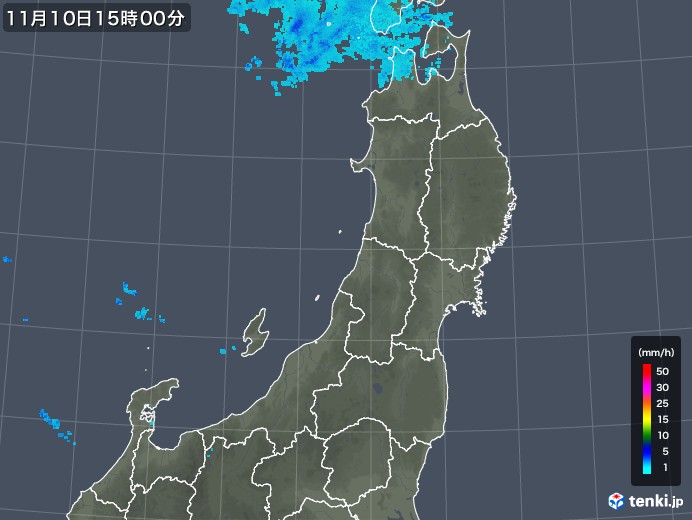 東北地方の雨雲レーダー(2017年11月10日)