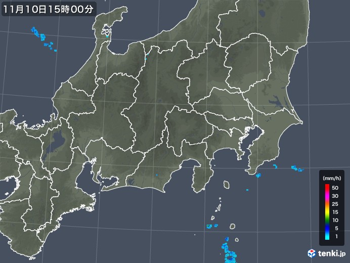 関東・甲信地方の雨雲レーダー(2017年11月10日)