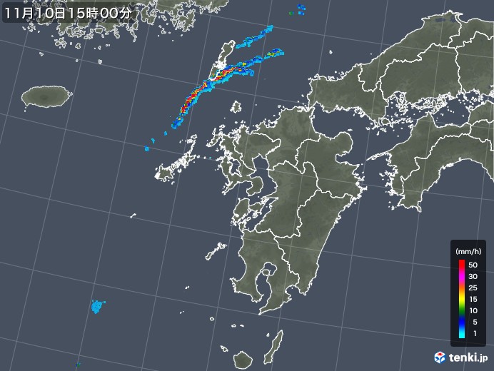 九州地方の雨雲レーダー(2017年11月10日)