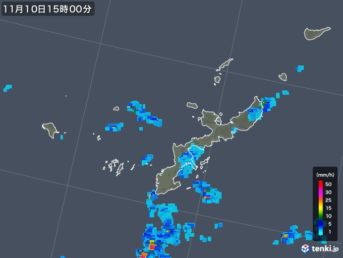 沖縄県の雨雲レーダー(2017年11月10日)