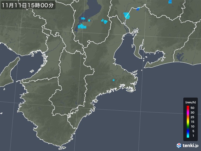 三重県の雨雲レーダー(2017年11月11日)