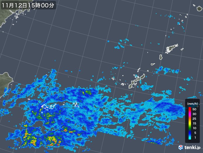 沖縄地方の雨雲レーダー(2017年11月12日)