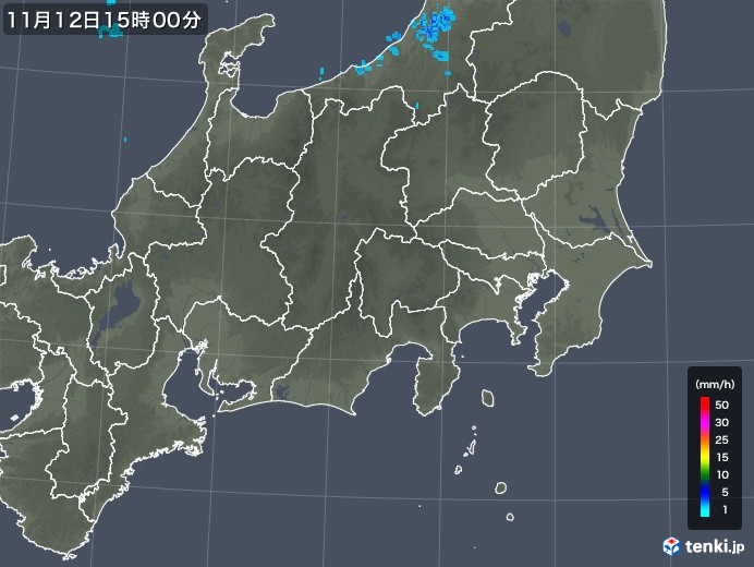 関東・甲信地方の雨雲レーダー(2017年11月12日)