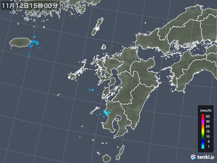 九州地方の雨雲レーダー(2017年11月12日)