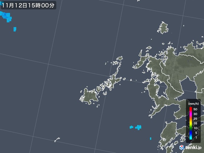 五島列島(長崎県)の雨雲レーダー(2017年11月12日)