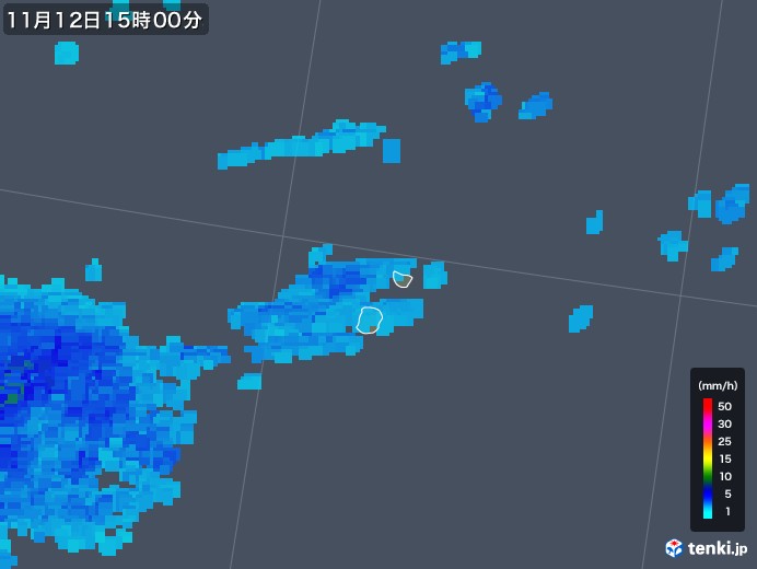 南大東島(沖縄県)の雨雲レーダー(2017年11月12日)
