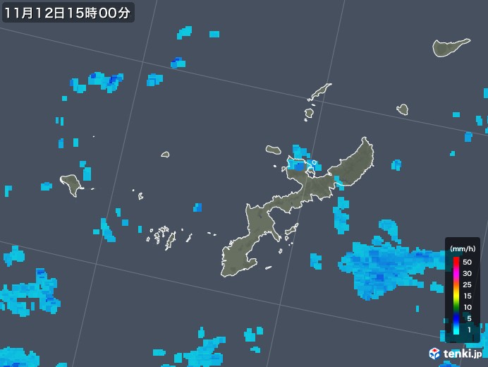 沖縄県の雨雲レーダー(2017年11月12日)