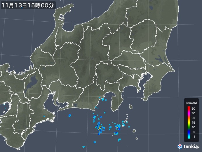 関東・甲信地方の雨雲レーダー(2017年11月13日)
