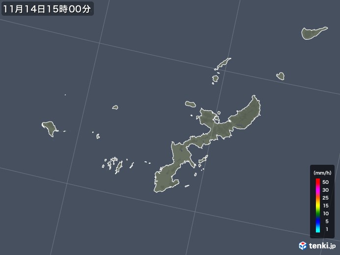 沖縄県の雨雲レーダー(2017年11月14日)