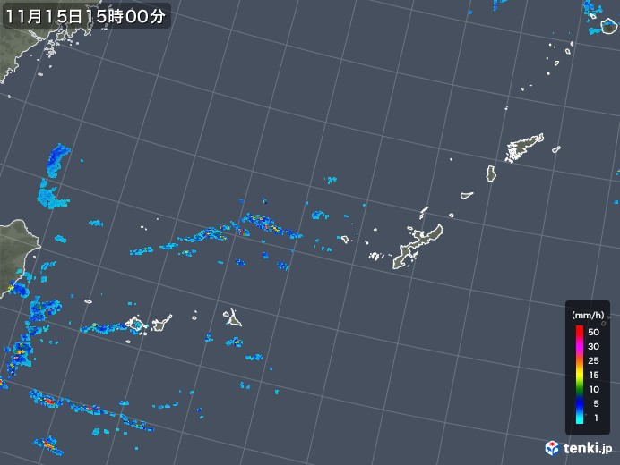 沖縄地方の雨雲レーダー(2017年11月15日)