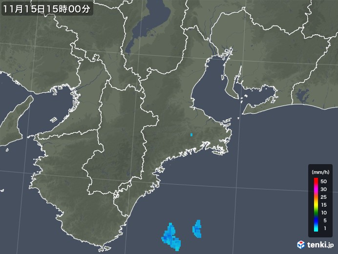 三重県の雨雲レーダー(2017年11月15日)