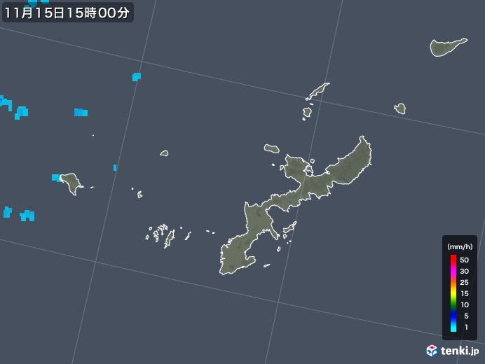 沖縄県の雨雲レーダー(2017年11月15日)