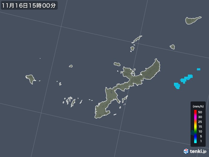 沖縄県の雨雲レーダー(2017年11月16日)