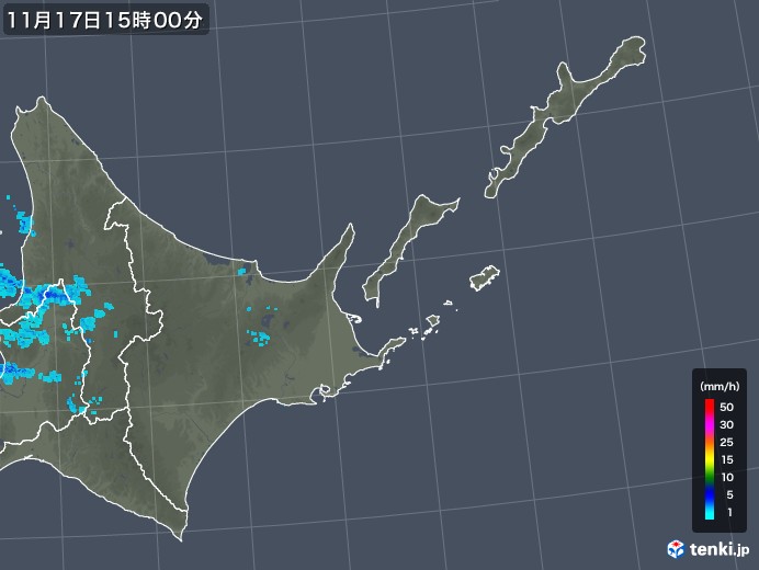 道東の雨雲レーダー(2017年11月17日)